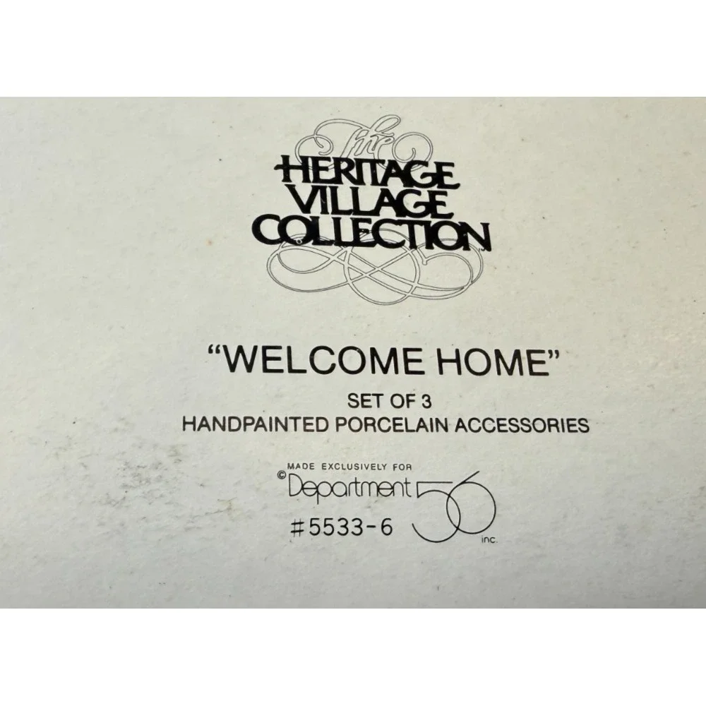 Dept 56 Heritage Village Welcome Home Set of 3 Porcelain Accessories #5533-6